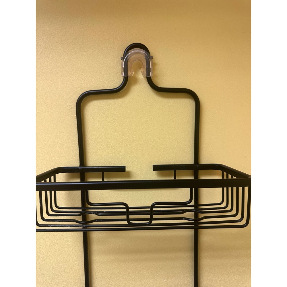 Matte Black Metal Over the Shower Head Caddy 2 Tier Basket Soap Dish Organizer - Picture 2 of 3